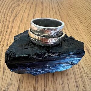 Silpada Hammered Sterling Silver and Gold Spinner Ring, Size 8, R1476